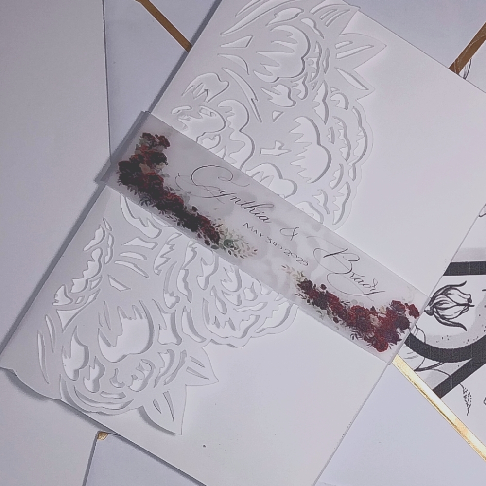 Elegant Vellum Belly Band For Wedding Invitation